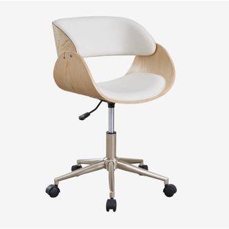 Sklum Sklum - Silla De Escritorio Con Ruedas En Madera Y Polipiel Lorete