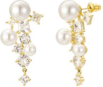Untamed Petals Alexandra Pearl and Crystal Drop Earrings in Gold at Nordstrom
