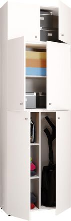 ebuy24 Vcm Gabinete De Escoba De Madera 6 Compartimentos Dimensiones: Al. 223 X An. 70 X T. 39 Cm Gabinete Para El Hogar Gabinete Multiusos Montaje Con Dos P