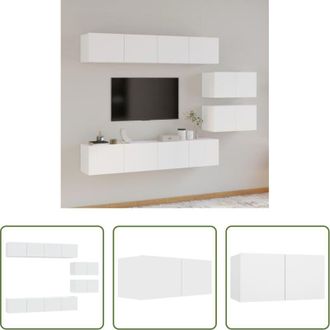 vidaXL Mobili TV a parete - Set di Mobili Porta TV 6 pz Bianco in Legno Multistrato