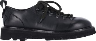 Premiata Black Leather Lace-Up Rubber-Sole Derby