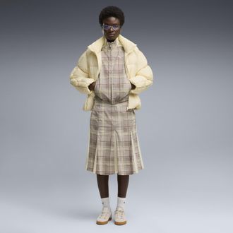 Puma Gonna midi in tartan a pieghe T7 da donna, Abbigliamento, Beige, XL
