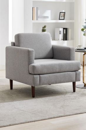Living and Home Mid-Century Single Sofa Armchair in Light Grey
