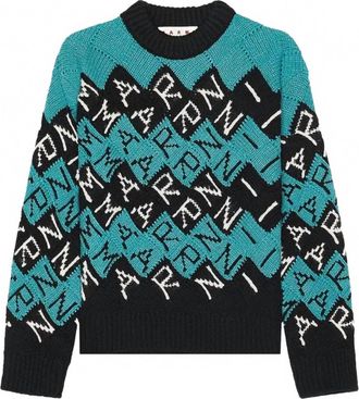 Marni Mens 3D Blocks Logo Knit Sweater In Black