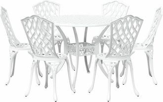 vidaXL Garden Dining Set 7 pcs White Aluminium vidaXL