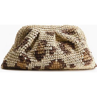 H&M Straw Clutch in Beige/leopard Print at Nordstrom