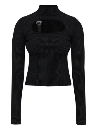 Versace Jeans Couture Geribbelde trui met gespdetail - Zwart