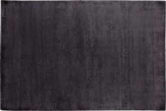 Beliani Alfombra De Viscosa Gris Oscuro 140 X 200 Cm Pelo Corto Sala De Estar Gesi Ii
