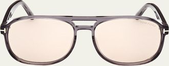 Tom Ford Grey Transparent Acetate Aviator Sunglasses