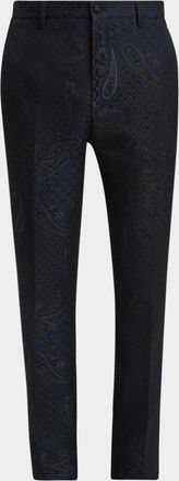 Etro Men & apos;s Paisley Jacquard Flat-Front Trousers