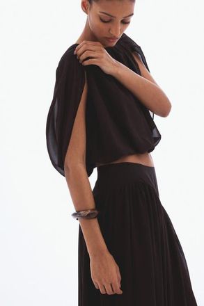 H&M Chiffon top in Dark Brown at Nordstrom, Size Medium