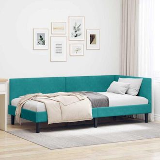 vidaXL Estructura De Cama En Esquina Crema 100 Cm X 200 Cm Tela