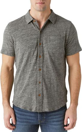 Lucky Brand Short Sleeve Button-Up Shirt in Heather Grey at Nordstrom, Size Medium