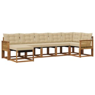 vidaXL Conjunto De Sof&aacute;s De Exterior Con Coj&iacute;n 7 Pcs Natural Y Beige Vidaxl