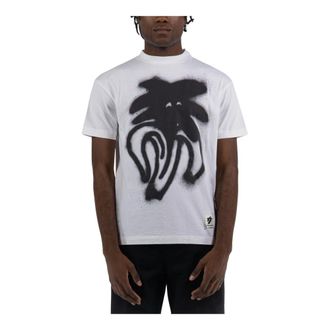 Palm Angels T-Shirts, male, White, S, Spray Jimmy Classic Tee