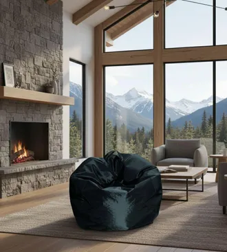 Talamo Italia Dmora Puf Elegante, Color Negro, Medidas 65 X 50 X 65 Cm, Con Embalaje Reforzado
