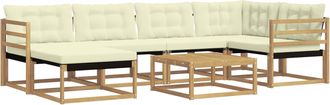 vidaXL Conjunto De Sof&aacute;s De Exterior 7 Uds. Blanco Y Crema Vidaxl