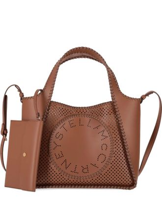 Stella McCartney Borsa a tracolla traforata con logo - Marrone