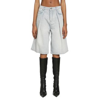 Balenciaga Pleated Denim Shorts