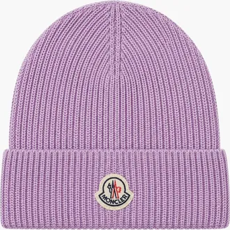 Moncler Mens Moncler Logo Beanie Lilac - Purple - Size: ONE size
