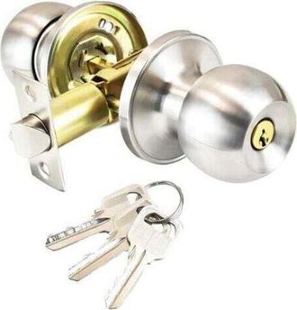OEM Juego De Pomos De Acero Inoxidable Para Puertas, Cerradura De Pomo Redondo, Pestillo Con Llave, Tama&ntilde;o Del Pestillo 60/70 Mm