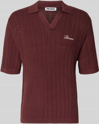 Review Slim Fit Poloshirt in Crochet-Optik in Schoko, Gr&ouml;&szlig;e XXL