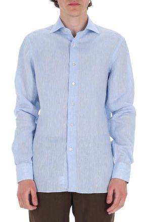 Borriello Light Blue Pure Linen Casual Shirt