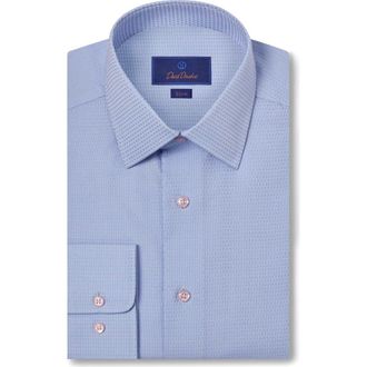 David Donahue Slim Fit Dobby Dot Dress Shirt in Sky/Pink at Nordstrom Rack, Size 15.5 - 34/35
