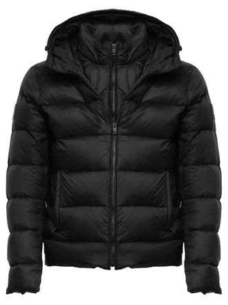 Fay Black Cropped Hooded Quilted Puffer Jacket