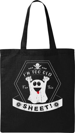 Generic Im Too Old For This Sheet Pirate Skull Ghost Logo Natural Ecological Cotton Tote Bag Black