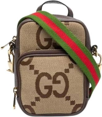 Gucci Pre-owned Vintage Canvas Cross Body Bag - Dames - Vintage Schoudertas - Beige - ONE Size - Leer - Vintage