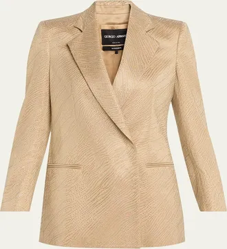 Giorgio Armani Embellished Satin Double-Breasted Jacket