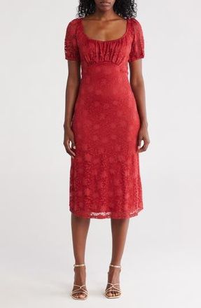 Julia Jordan Puff Sleeve Lace Dress in Orange at Nordstrom Rack, Size 10
