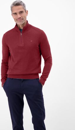 Lerros Troyer LERROS Flachstrickpullover mit Troyerkragen, Herren, Gr. XXL, maple rot melange, 100% Baumwolle, ohne Ausschnitt, Pullover Troyer