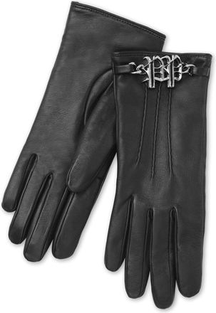 Philipp Plein logo-plaque nappa-leather gloves - women - Nappa Leather - 7 - Black