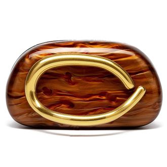 Generic KOBONA Women Acrylic Clutch Box with Metal Chain Elegant Acrylic Trendy Evening Clutch Bag Shell Shape Shoulder Chain Crossbody Bag for Woman Evening 