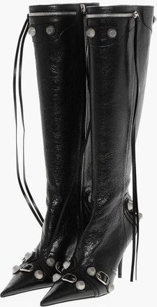Balenciaga Brushed Leather CAGOLE Boots with Studs and Zips 10cm size 36,5