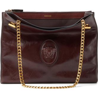 Versace Medium Cabine Shoulder Bag in Moka-Gold at Nordstrom