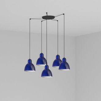 Faro Barcelona Faro Venice L&aacute;mpara Colgante Cluster Drop 5 Luces Azul Cobalto