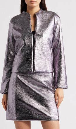 Ichi Ihlume Metallic Jacket in Silver at Nordstrom, Size Xx-Large