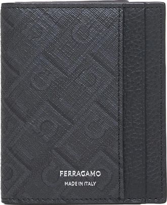 Ferragamo Wallets & Cardholders, male, Black, Size: ONE SIZE Bi-fold Wallet with Silver Logo