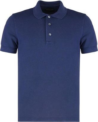 Tom Ford Tops, Heren, Blauw, 3Xl, Katoen, Piqué Polo Shirt met Ribboorden