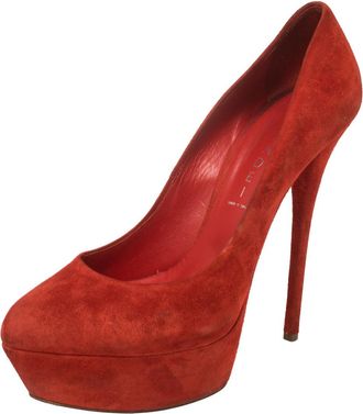 Casadei Red Suede Platform Pumps