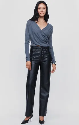 Mother The Rambler Faux Leather High Rise Jeans Pants