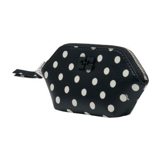 Ganni Womens Polka-Dot Lambskin Coin Purse Black