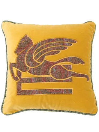 Etro Home Cuscino con ricamo Pegaso (40cm x 40cm) - Giallo