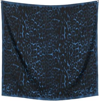 Lanvin Blauwe Luipaardprint Zijden Sjaal - Dames - Zijden sjaals - Blauw - ONE Size - Accessoires