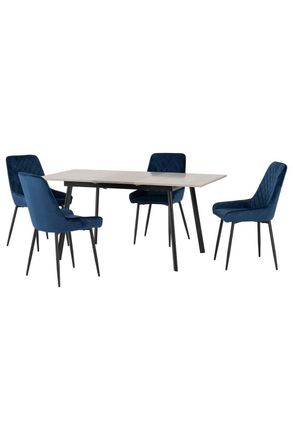 Seconique Avery Extending Dining Set with Avery Chairs in Blue