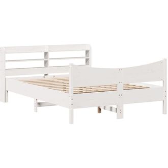 vidaXL Bed Frame with Headboard White 140x190 cm Solid Wood Pine Vidaxl