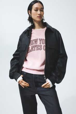 H&M Motif-detail Sweatshirt in Light Pink/pilates at Nordstrom, Size X-Small